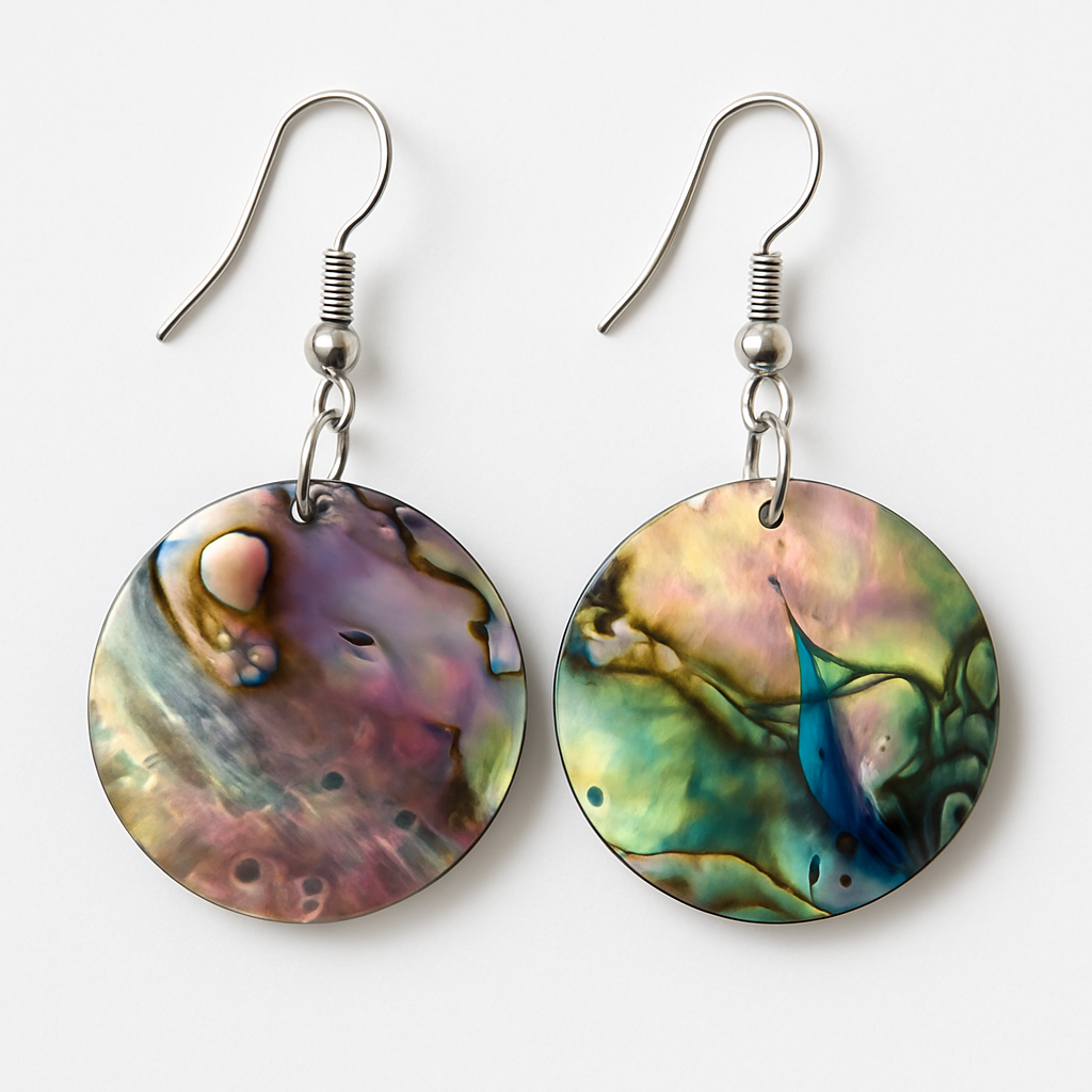 Circle Paua Shell Earrings