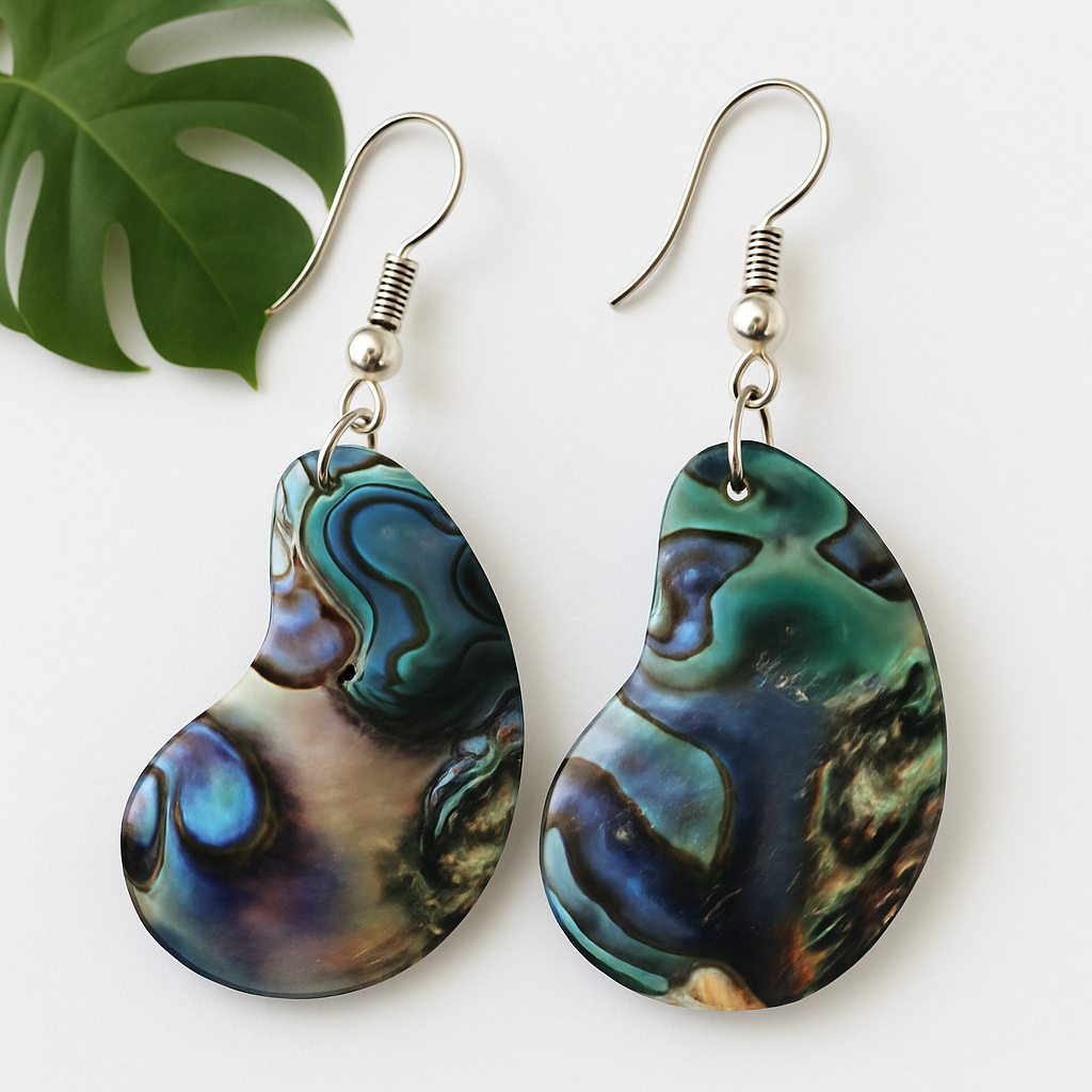 Bean Shape Paua Earrings