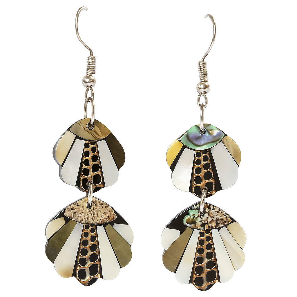 Paua & Mother of Pearl Small & Large Shell Resin Earrings