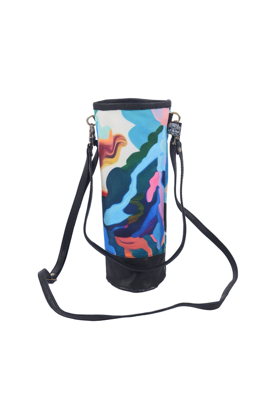 Abstract Fabric Leather Drink Bottle Bag