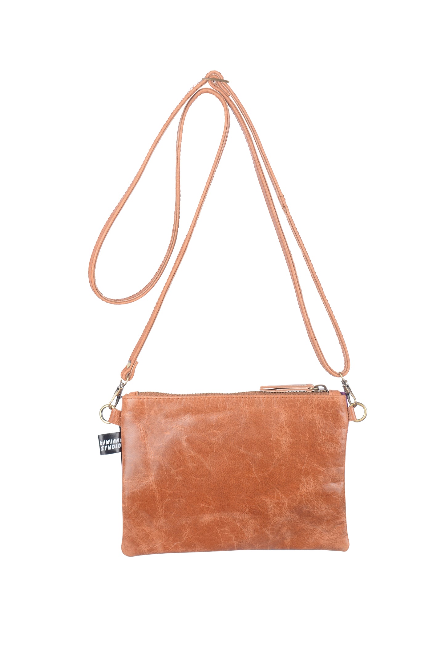 Double Swandri Cross Body Tan Leather Bag