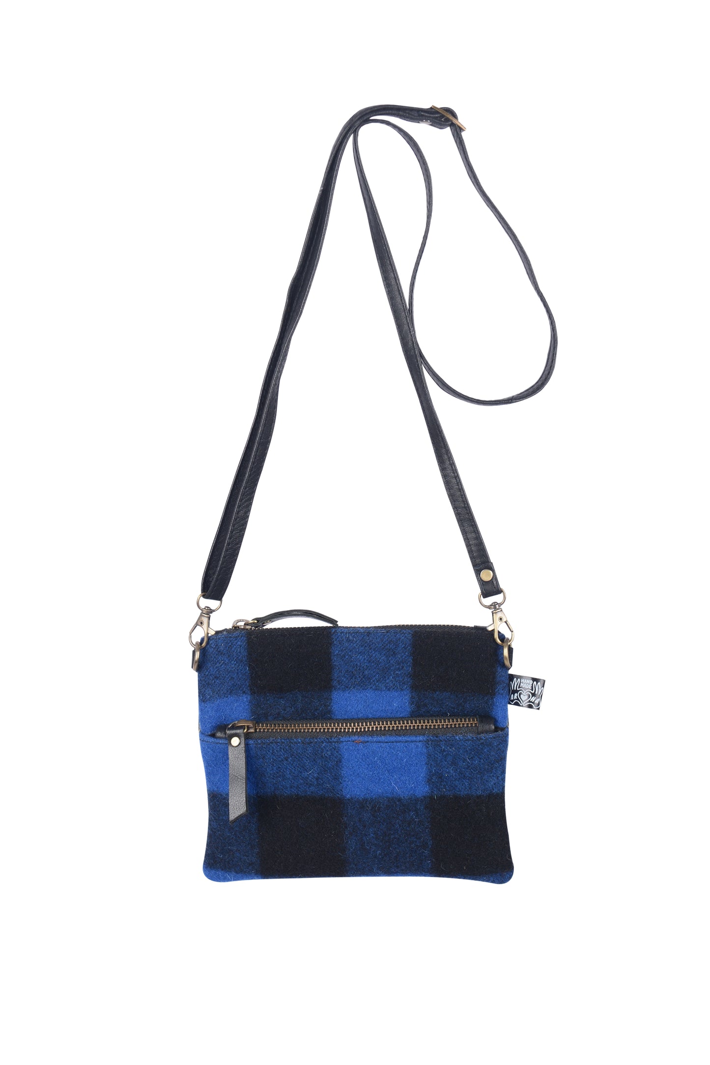 Double Swandri Cross Body Black Leather Bag