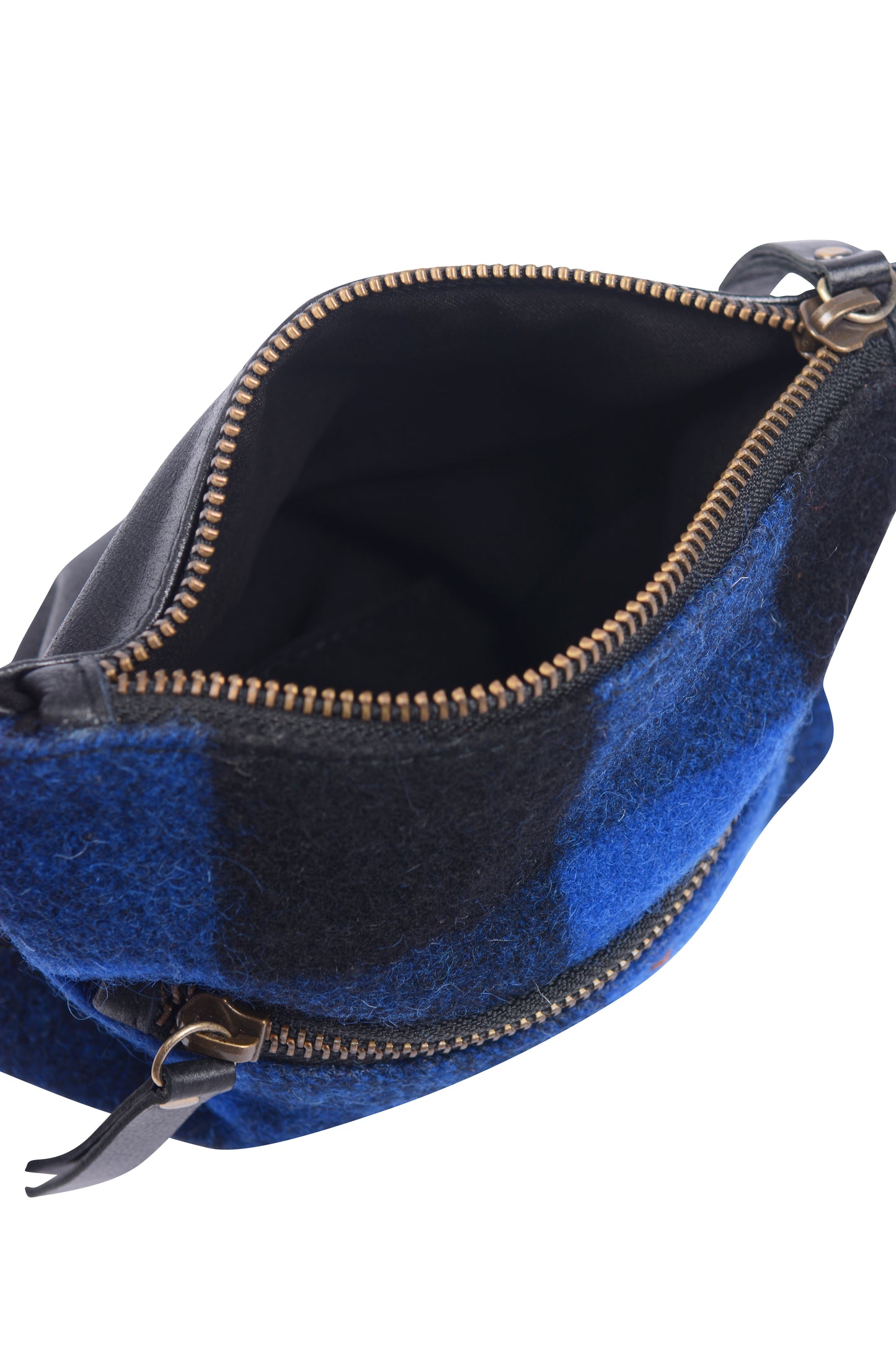 Double Swandri Cross Body Black Leather Bag