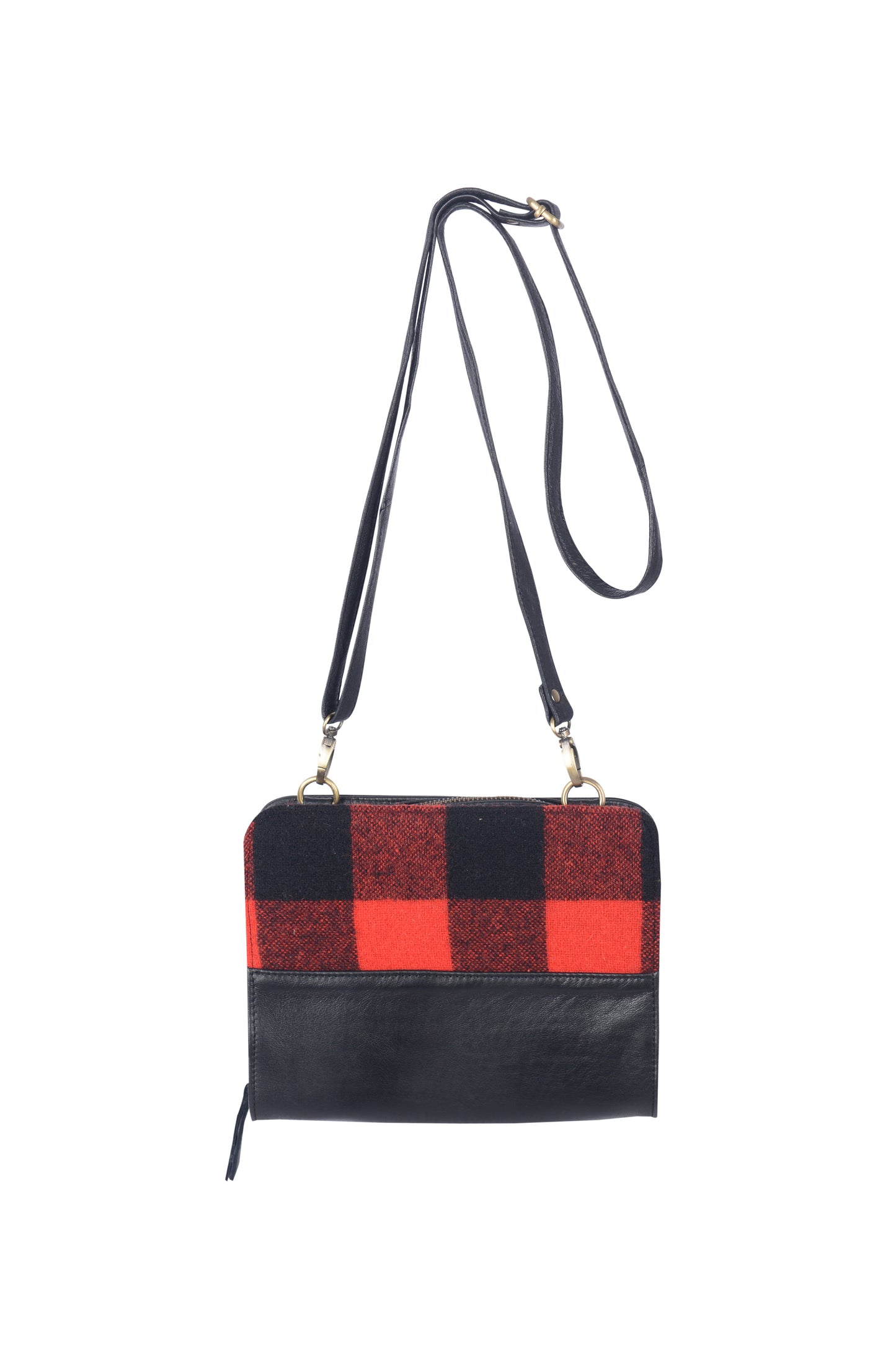 Red Swandri with Black Leather Upcycled Handbag