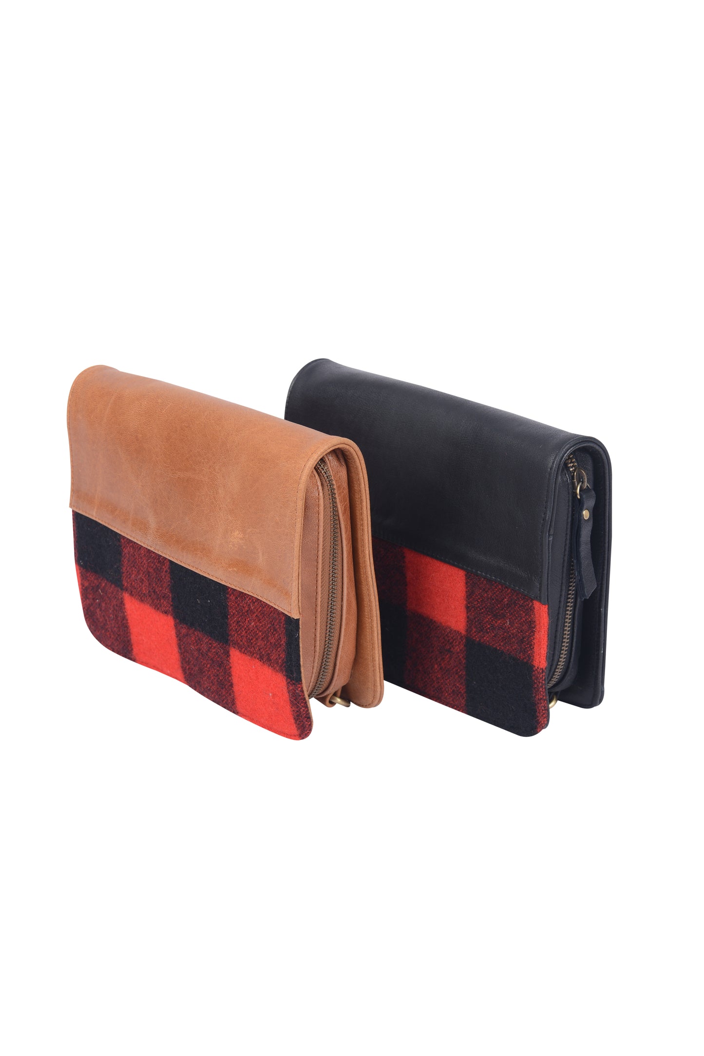 Red Swandri with Black Leather Upcycled Handbag