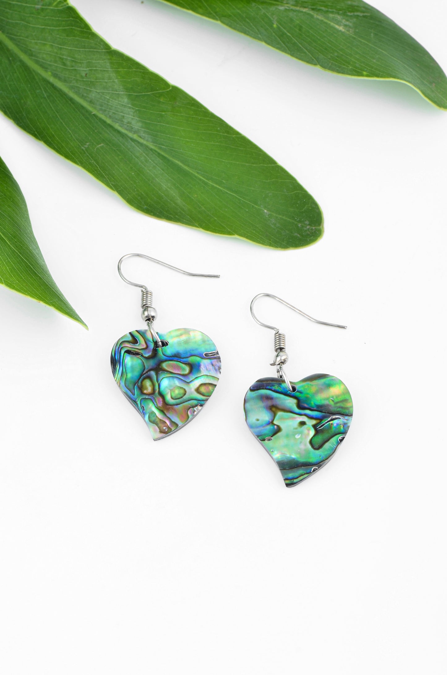 Pāua Heart Necklace & Earrings Set