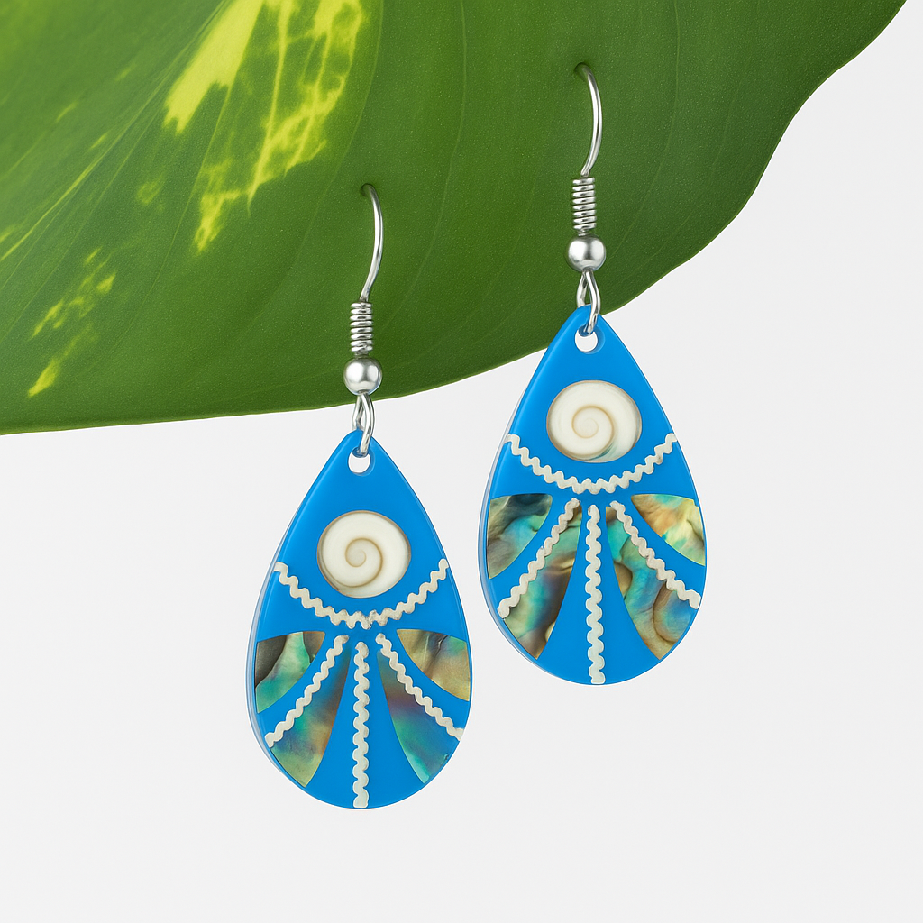 Blue Paua Resin Earrings