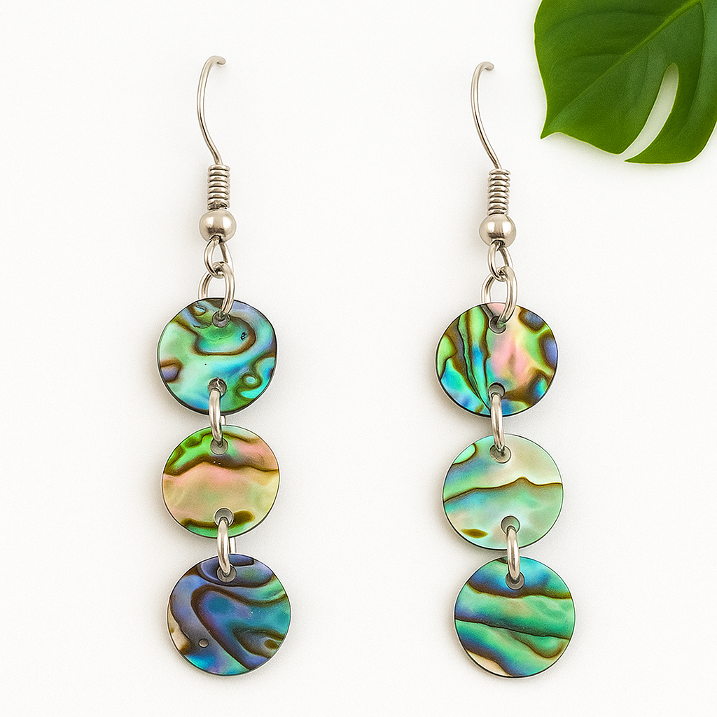 3 Small Shell Hanging Paua Earrings
