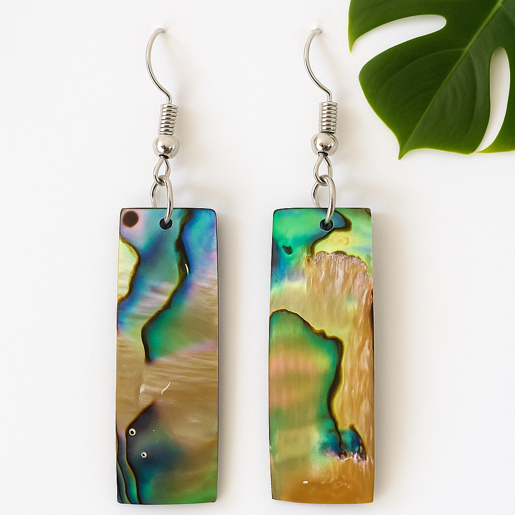Rectangle Paua Earrings