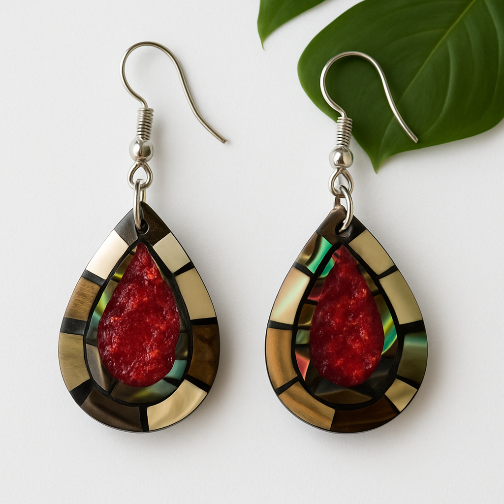 Round Red Circle Earrings