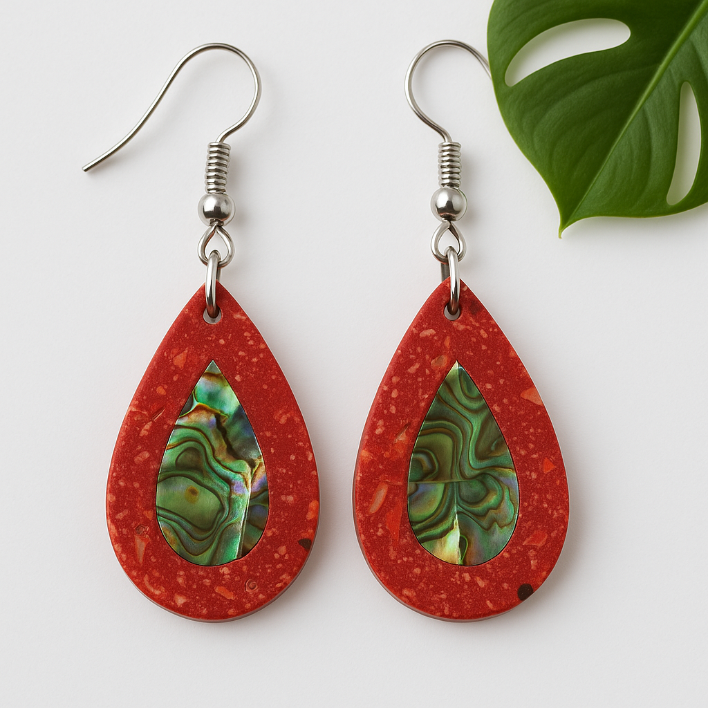 Round Red Circle Earrings