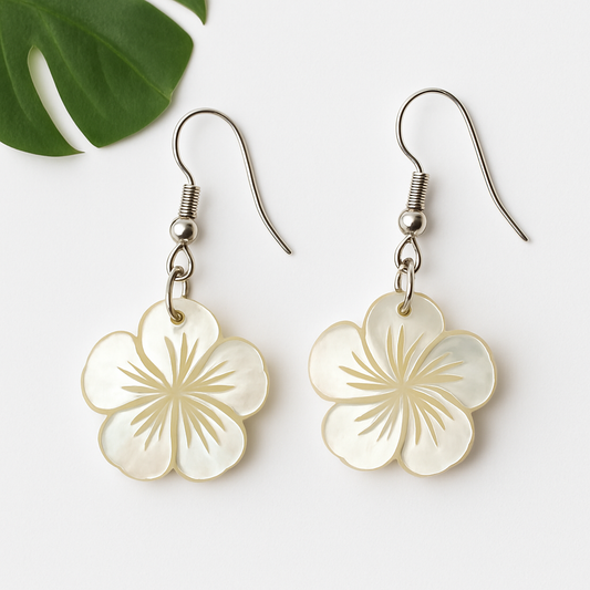 Hibiscus Mother of Pearl Earrings