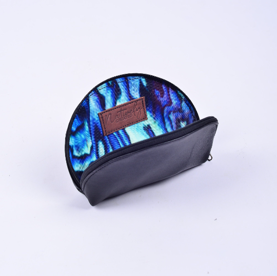 Leather Semi Circle Paua Coin Purse