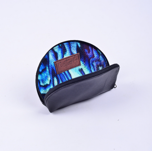 Leather Semi Circle Paua Coin Purse