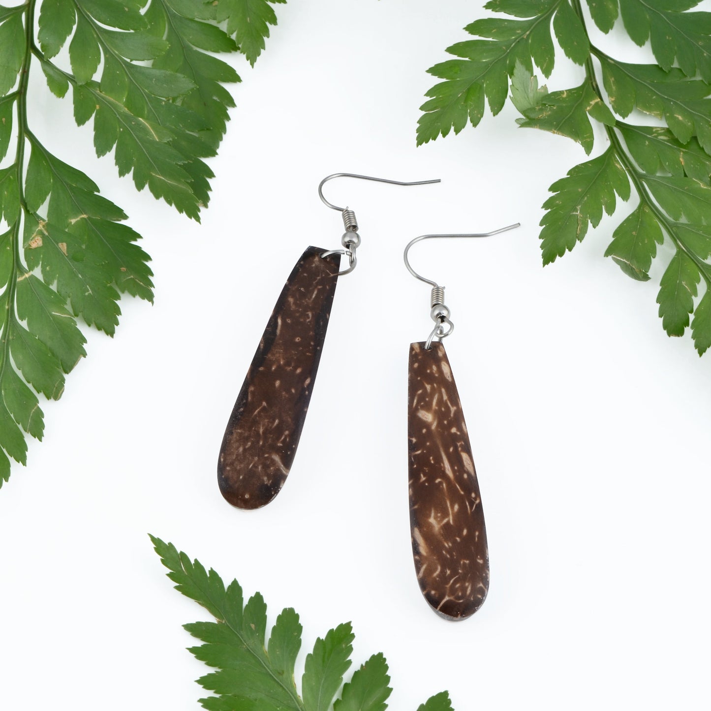 Long Drop Coconut Shell Earrings